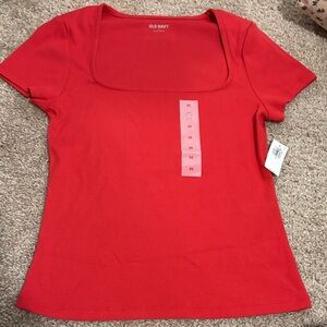Old Navy Women's Bright Red Square Neck Tee